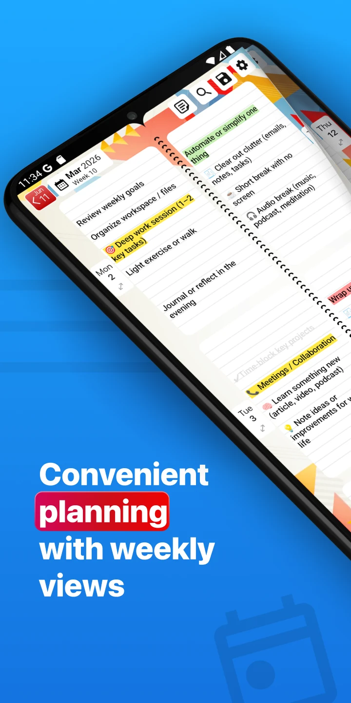 Weekly Planner - Diary, Notes screenshot